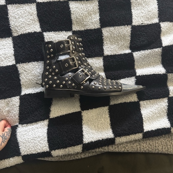 Jeffrey Campbell Black and Silver Studded Ankle Boots - Picture 6 of 6